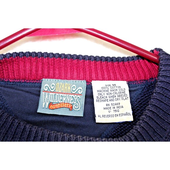 Ozark Wilderness Outfitters Mens Navy Heavy Knit Pullover Sweater Size Medium - Picture 3 of 9